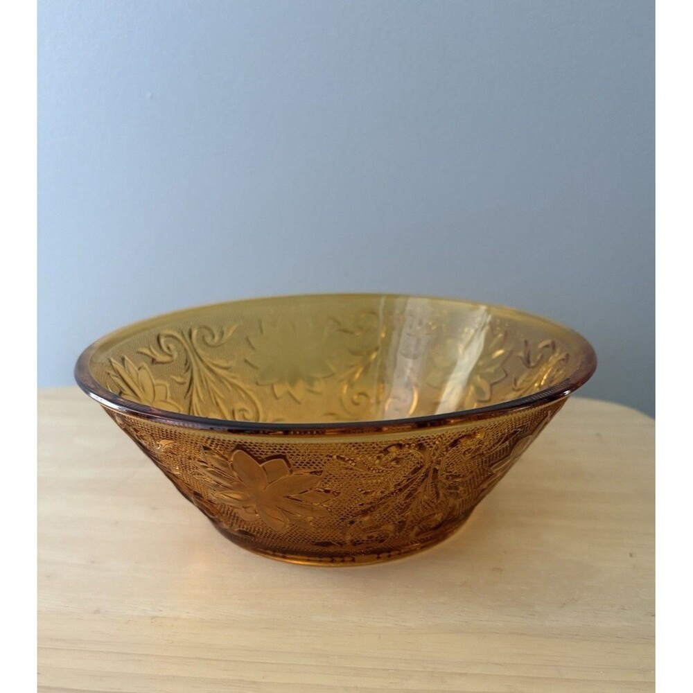 Vintage Amber Tiara Indiana Glass Sandwich 8" Serving Bowl